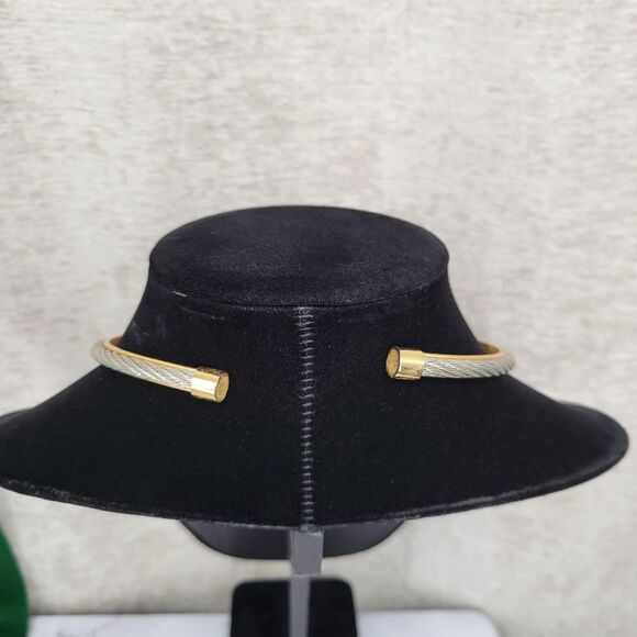 Vintage Two Tone Gold and Silver Choker Necklace - Picture 4 of 15